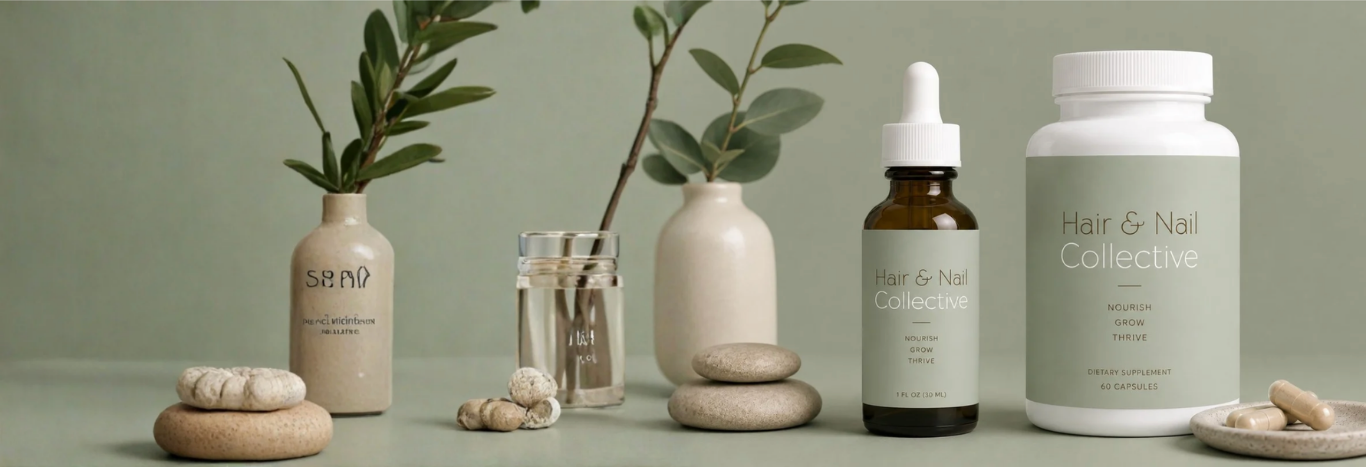 Hair & Nail Collective supplements and serum